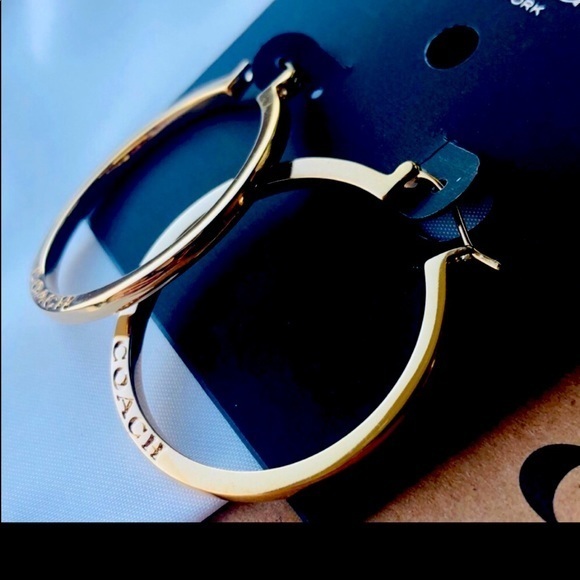 Coach gold hoop earrings - Picture 1 of 2